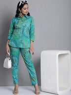 Jainish Women's WoGreen Printed Shirt and Trouser Co-ords Set | Grocsy