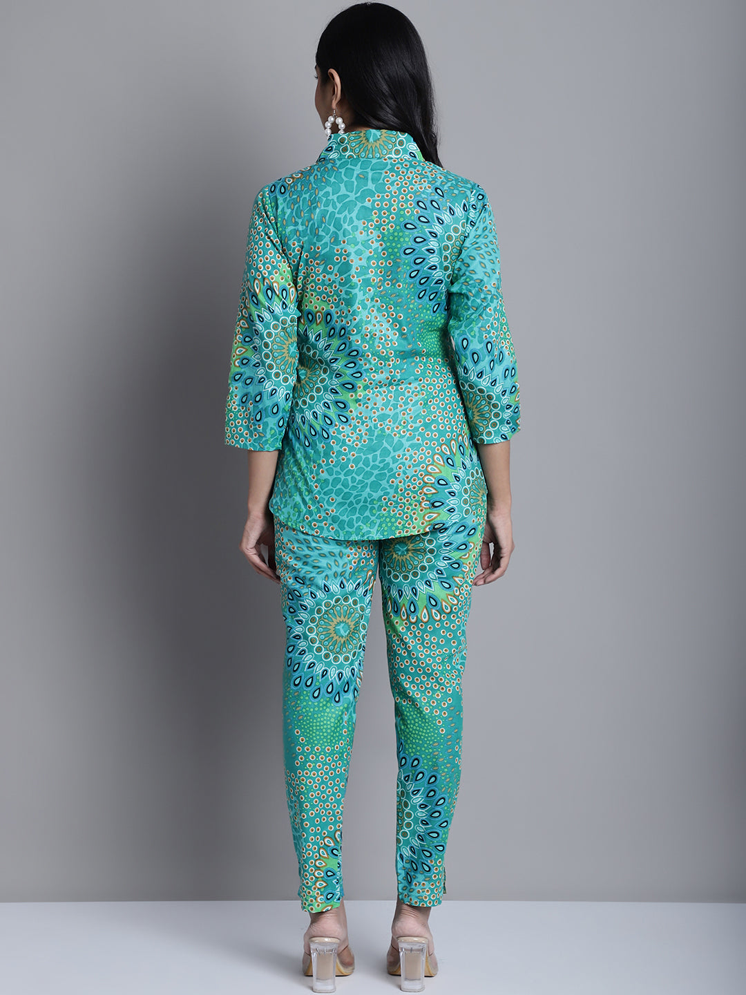Jainish Women's WoGreen Printed Shirt and Trouser Co-ords Set | Grocsy