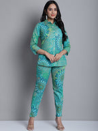 Jainish Women's WoGreen Printed Shirt and Trouser Co-ords Set | Grocsy