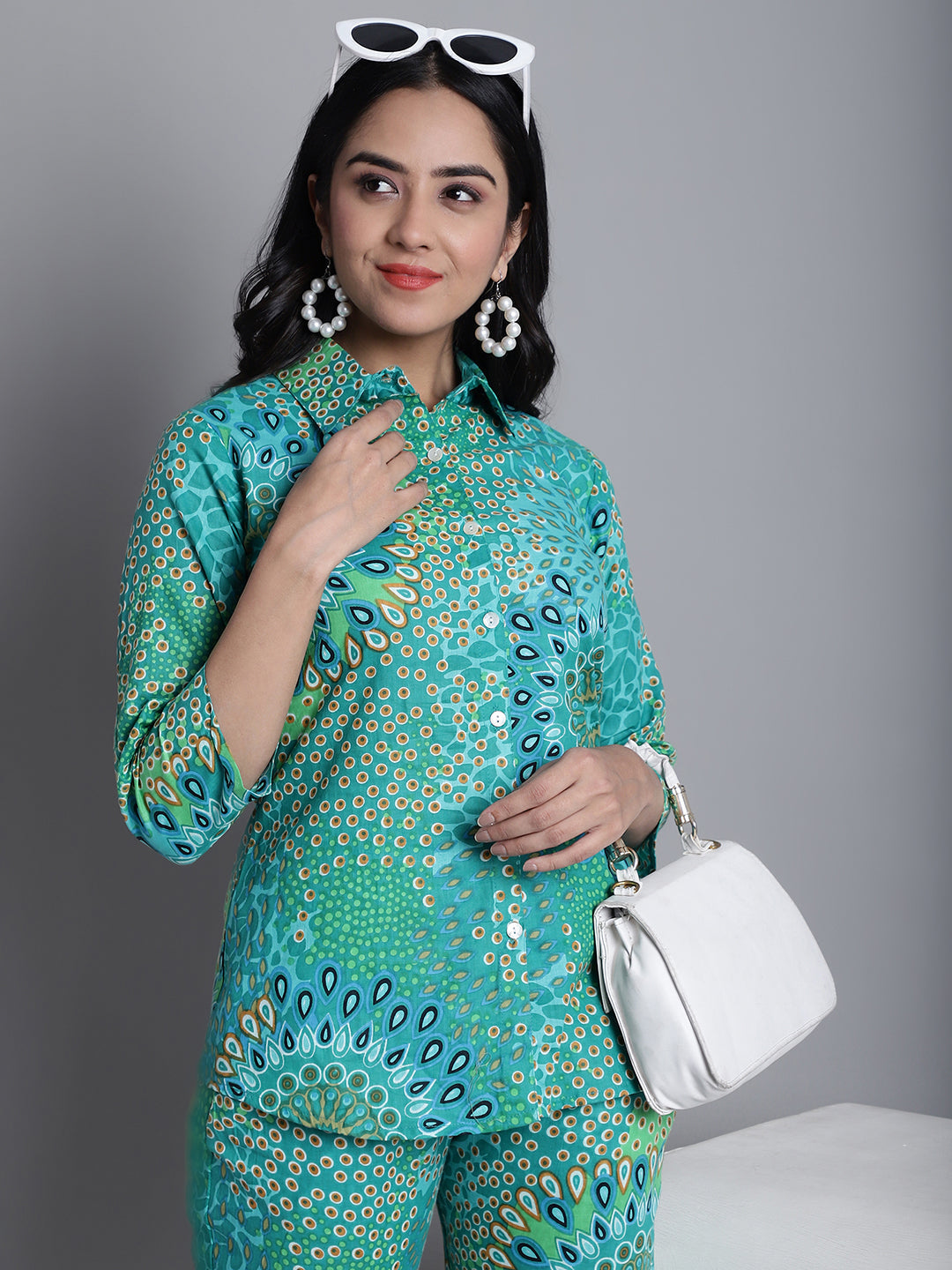 Jainish Women's WoGreen Printed Shirt and Trouser Co-ords Set | Grocsy