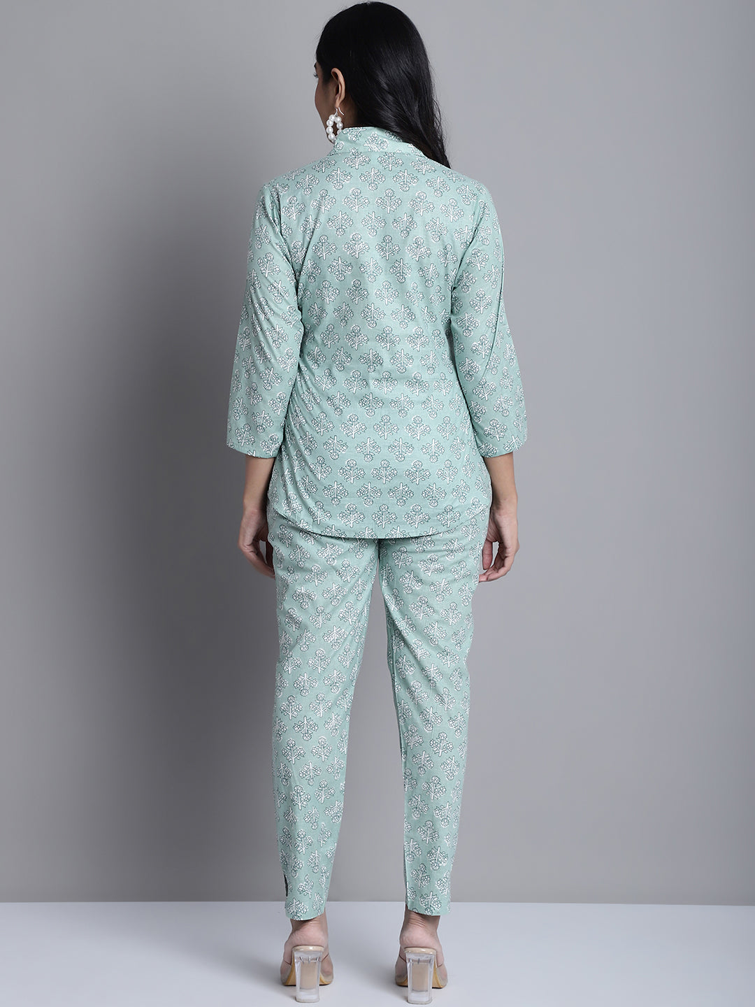 Jainish Women's WoLime Green Printed Shirt and Trouser Co-ords Set | Grocsy