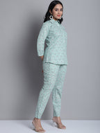 Jainish Women's WoLime Green Printed Shirt and Trouser Co-ords Set | Grocsy