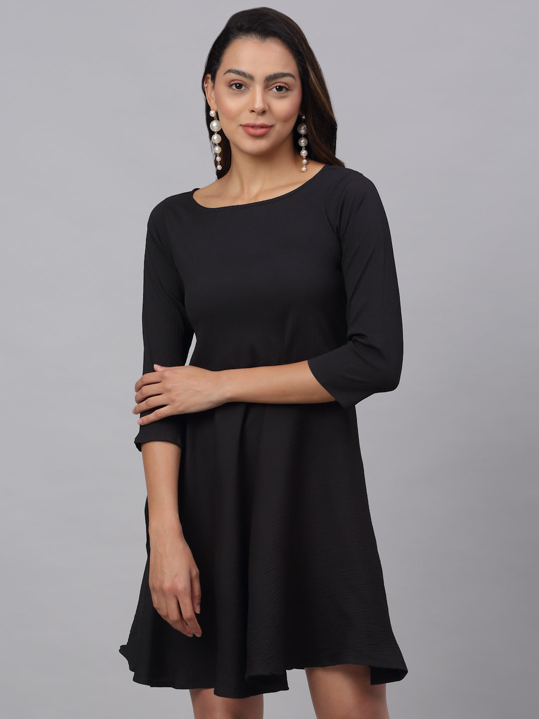 Jainish Women's Black A-Line Dress | Grocsy