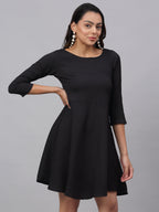 Jainish Women's Black A-Line Dress | Grocsy