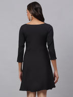 Jainish Women's Black A-Line Dress | Grocsy