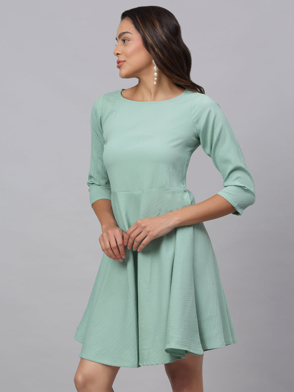 Jainish Women's Green A-Line Dress | Grocsy