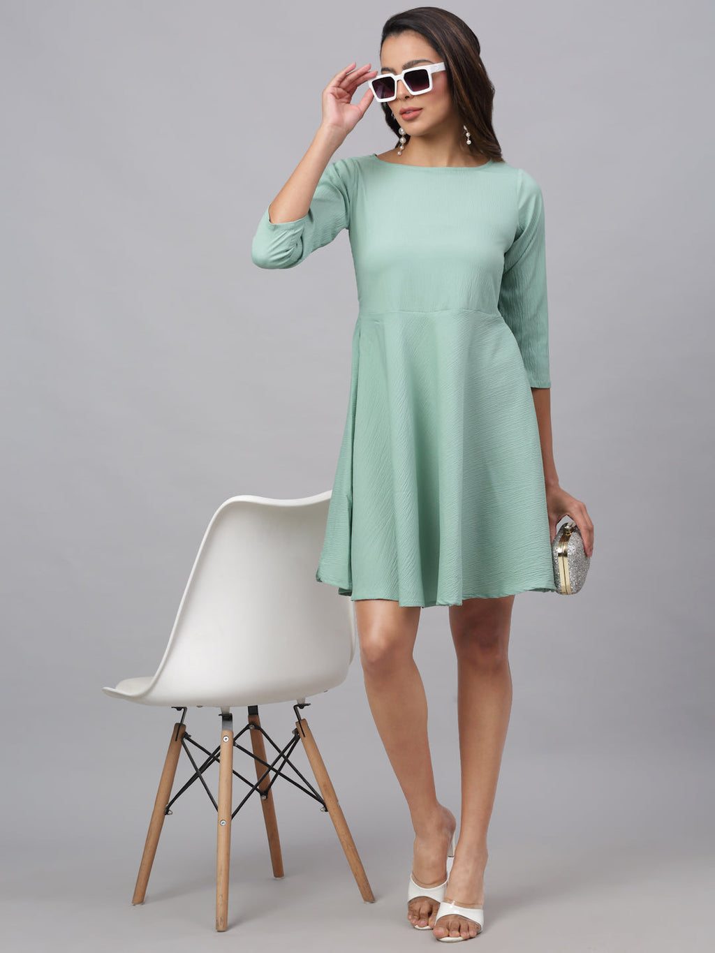Jainish Women's Green A-Line Dress | Grocsy