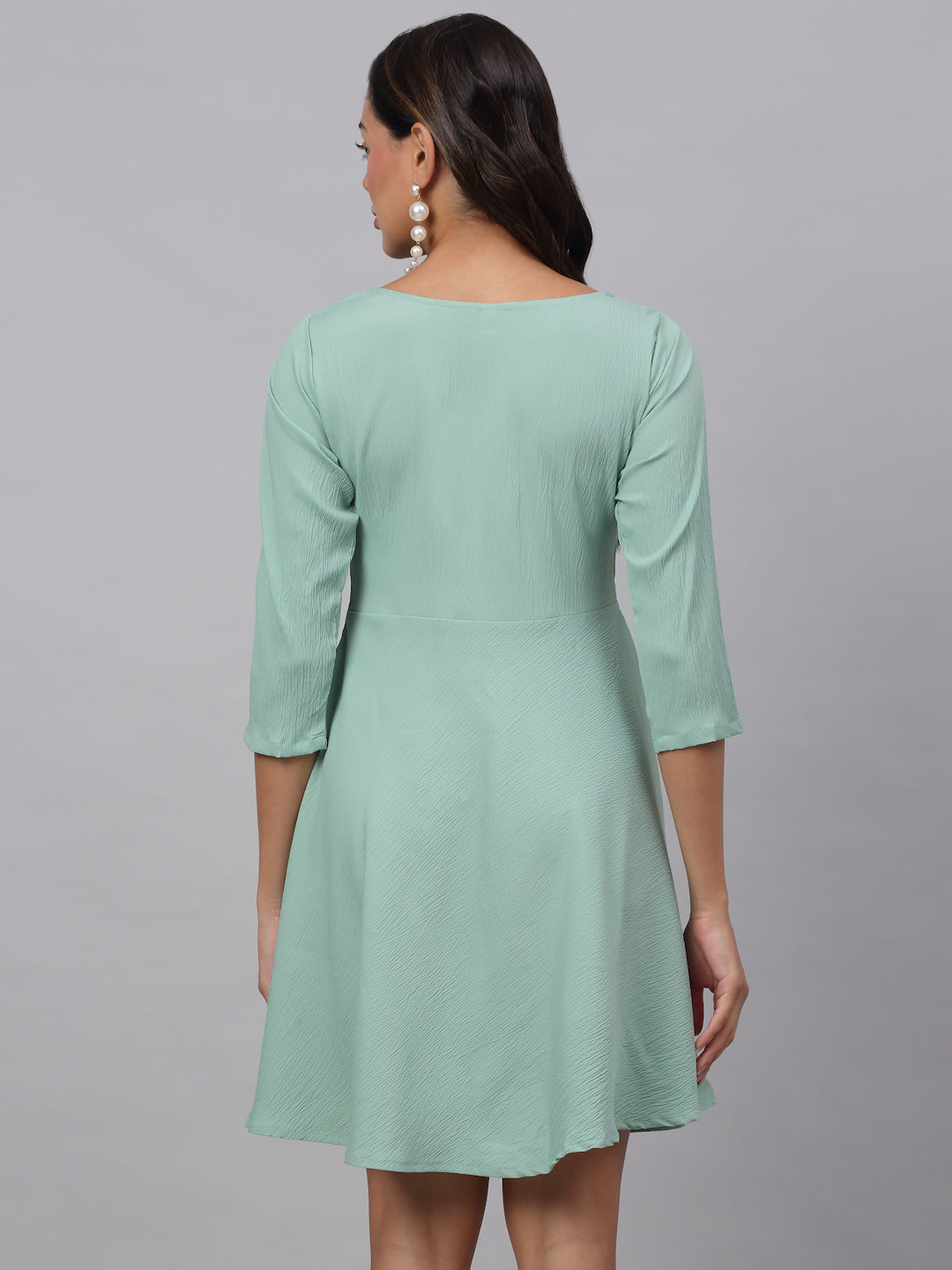 Jainish Women's Green A-Line Dress | Grocsy