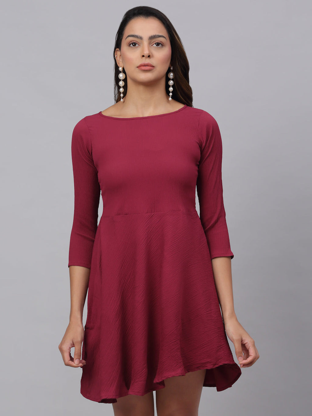 Jainish Women's Maroon A-Line Dress | Grocsy
