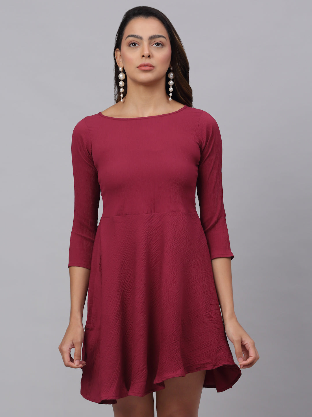 Jainish Women's Maroon A-Line Dress | Grocsy