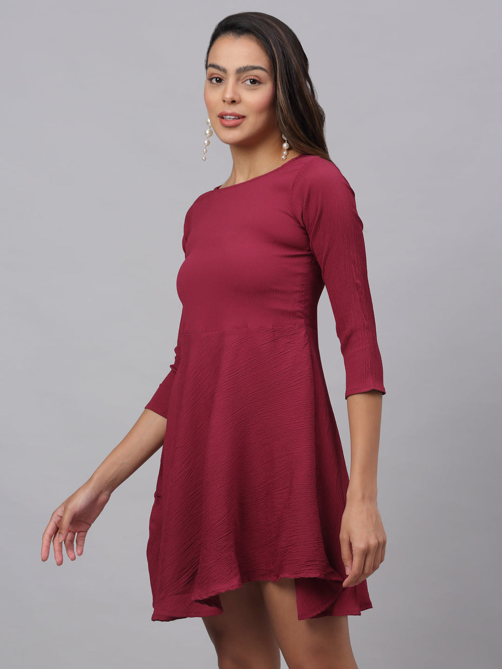 Jainish Women's Maroon A-Line Dress | Grocsy