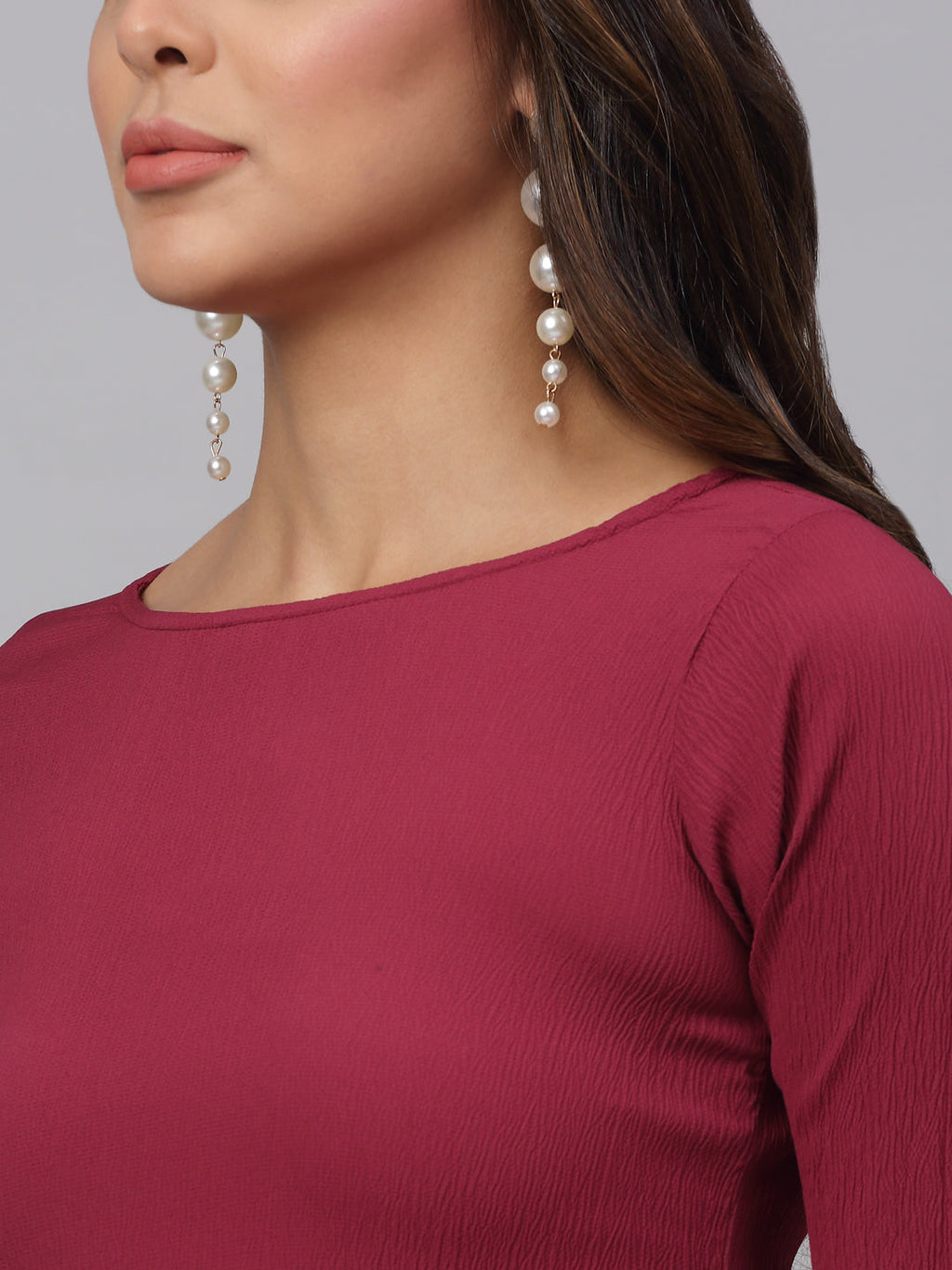 Jainish Women's Maroon A-Line Dress | Grocsy