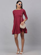 Jainish Women's Maroon A-Line Dress | Grocsy