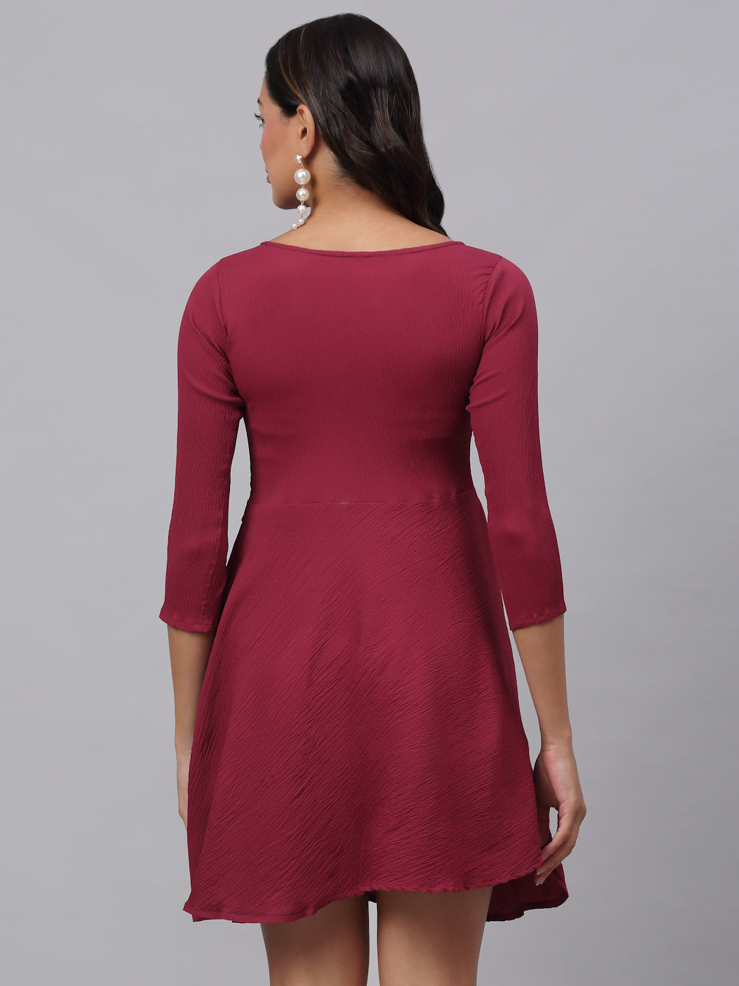 Jainish Women's Maroon A-Line Dress | Grocsy