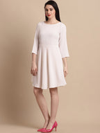 Jainish Women's White Solid A-Line Dress | Grocsy