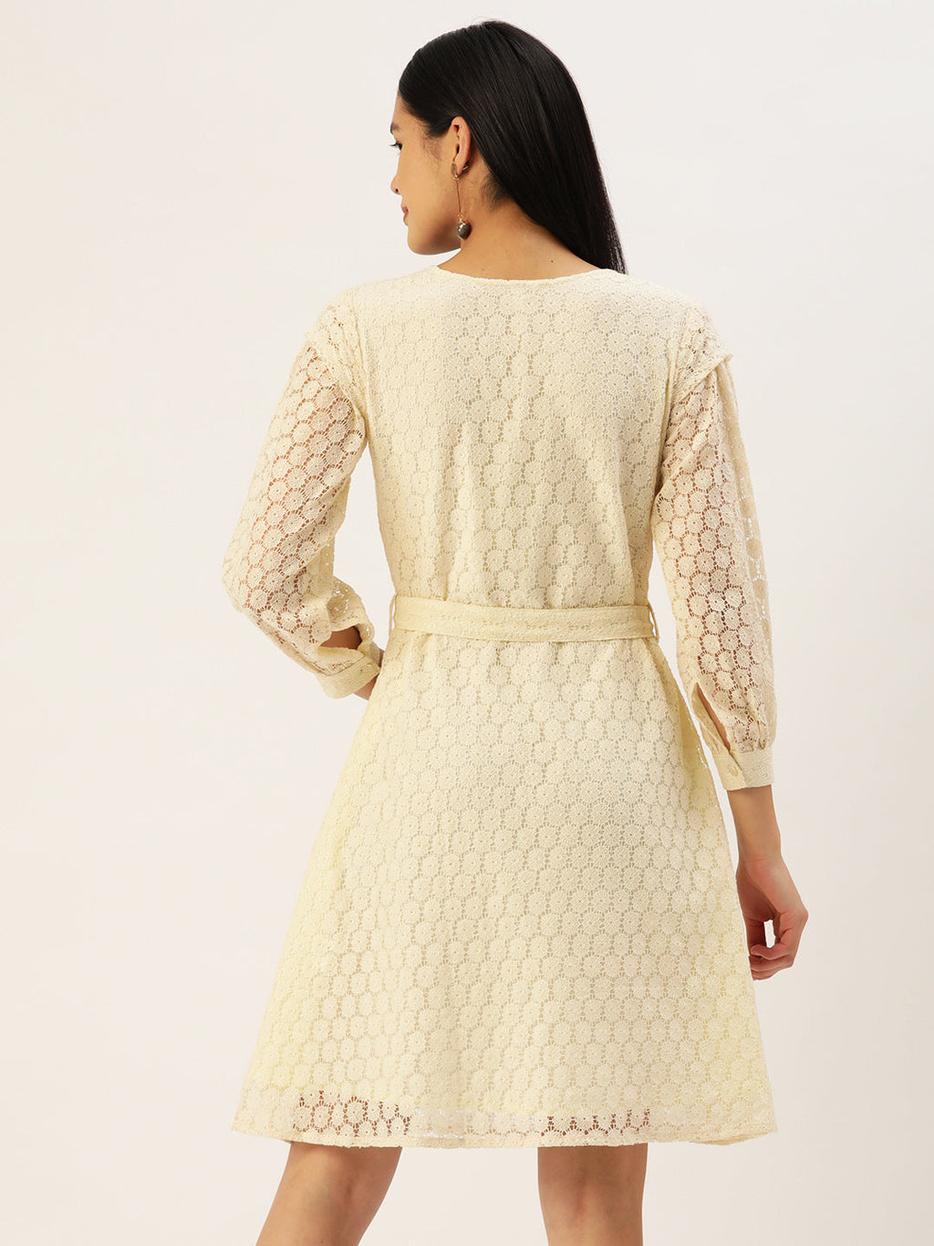 Jainish Women's Off-White A-Line Cotton Dress | Grocsy