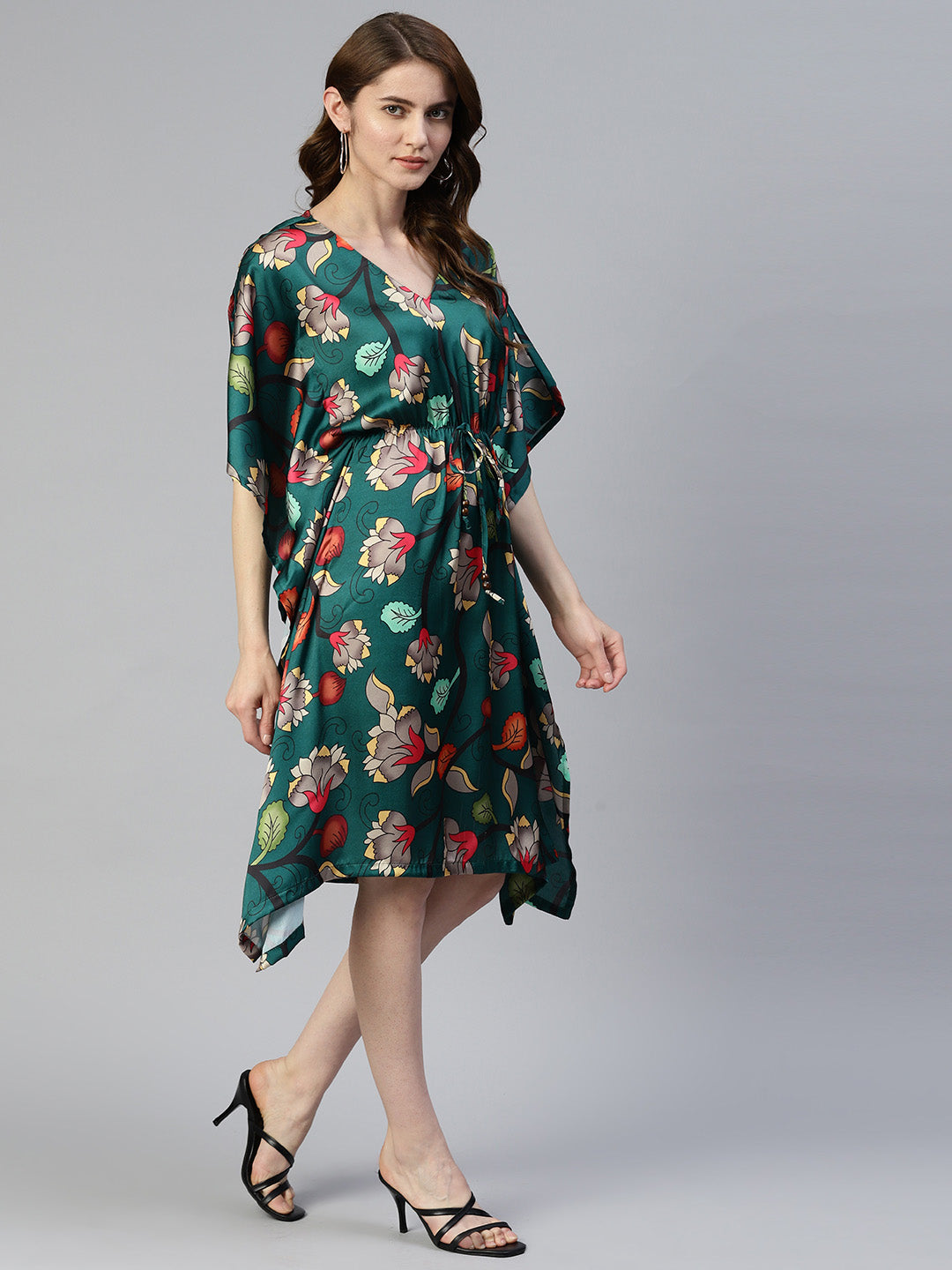 Jainish Women's Green Kaaftan dress | Grocsy