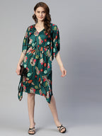 Jainish Women's Green Kaaftan dress | Grocsy
