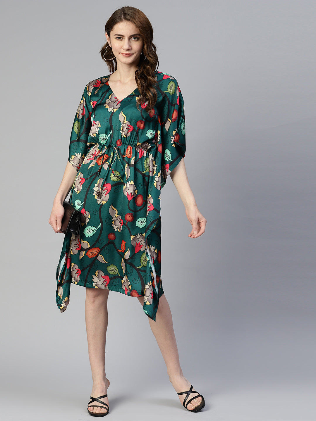Jainish Women's Green Kaaftan dress | Grocsy