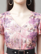 Jainish Women's Pink Printed A-Line Dresses With Belt | Grocsy