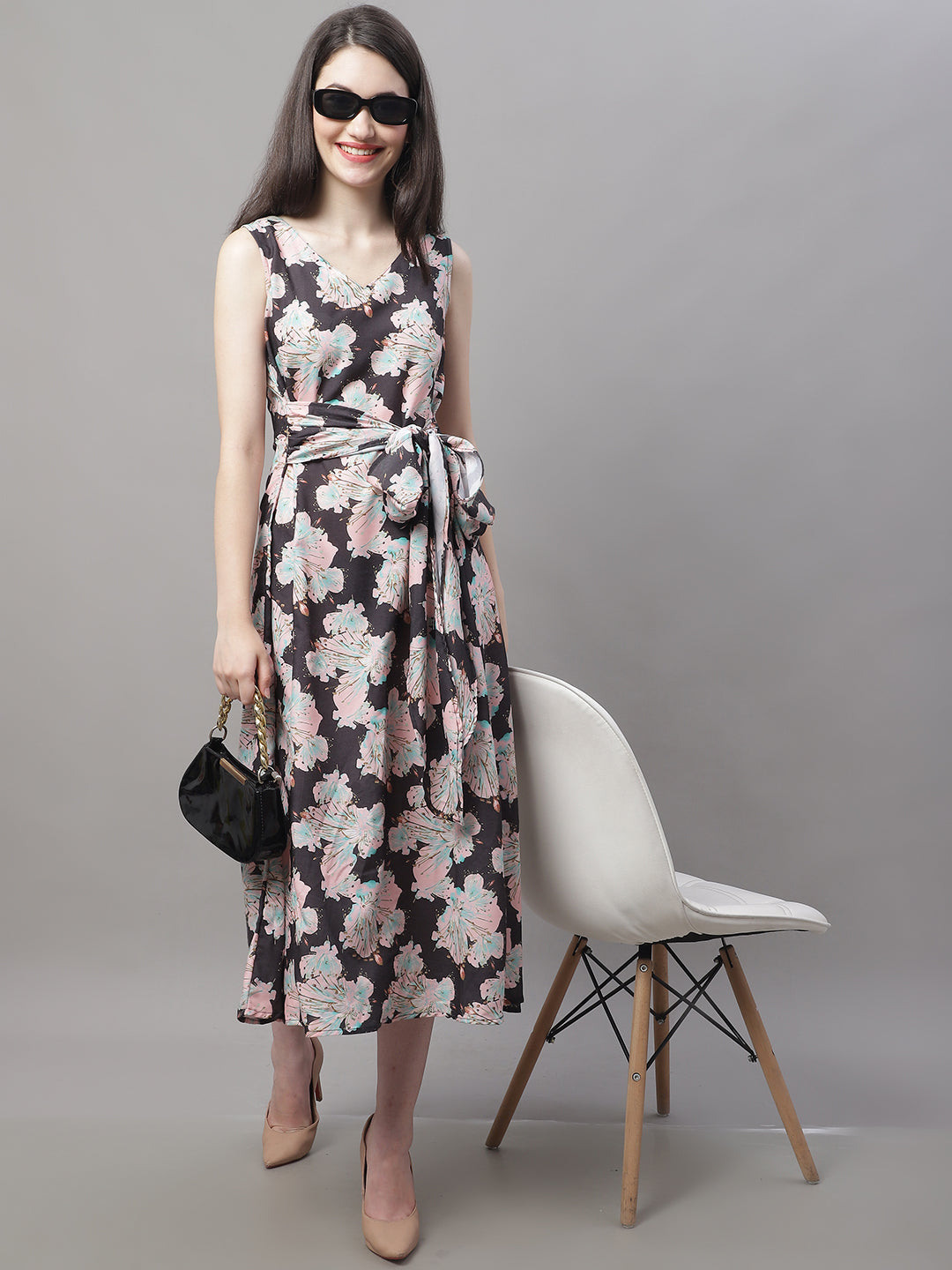 Jainish Women's Black Printed A-Line Dresses | Grocsy