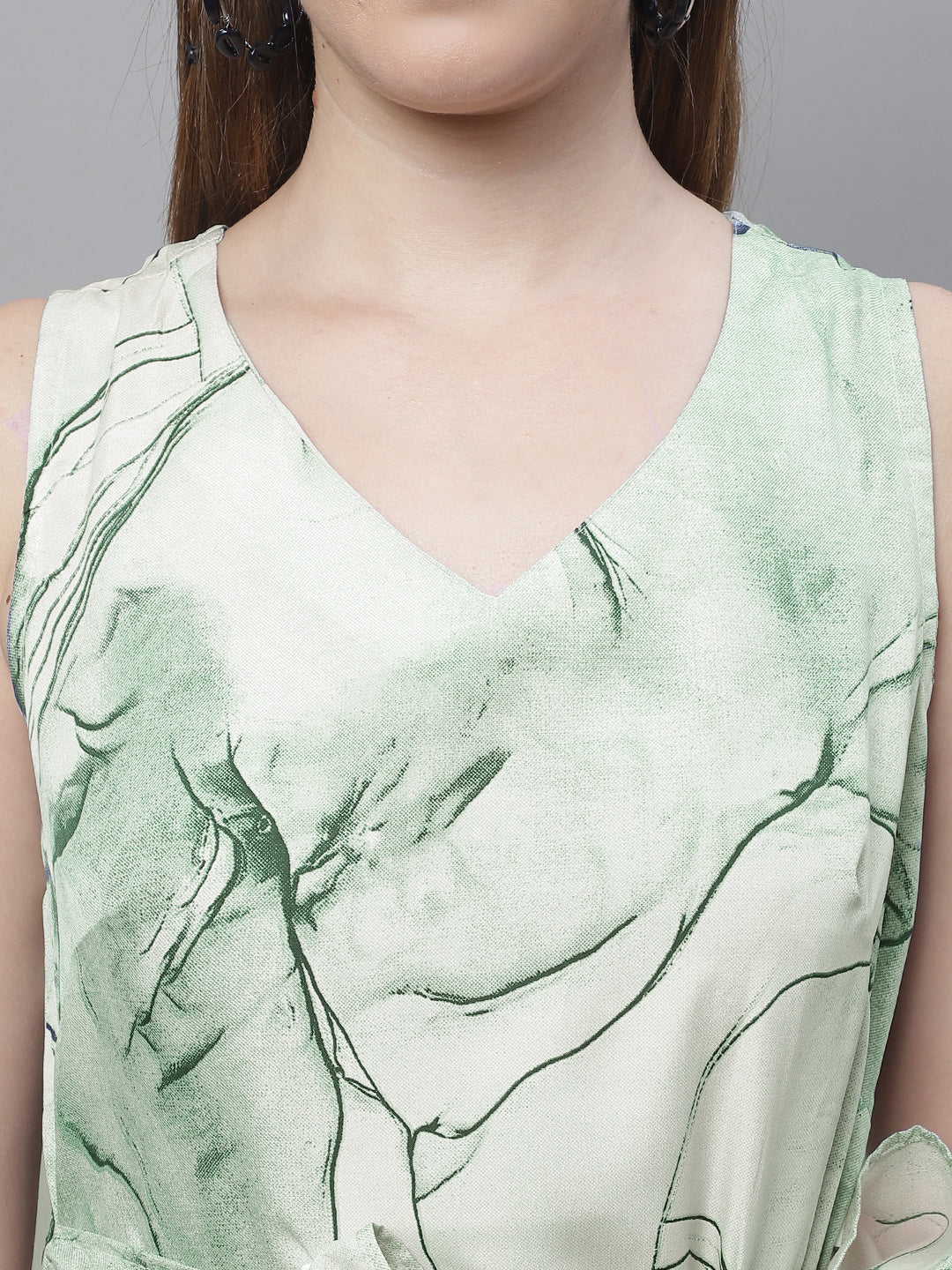Jainish Women's Green Printed A-Line Dresses | Grocsy