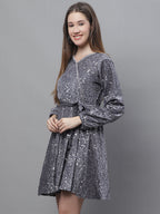 Jainish Women's WoSequin Velvet A-line dress - Grey | Grocsy