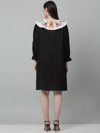 Jainish Women's WoFloral Embroidered A-line Dress - Black | Grocsy