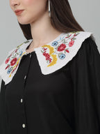 Jainish Women's WoFloral Embroidered A-line Dress - Black | Grocsy