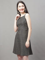 Jainish Women's Grey Floral Printed A-Line Dresses | Grocsy