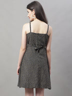 Jainish Women's Grey Floral Printed A-Line Dresses | Grocsy