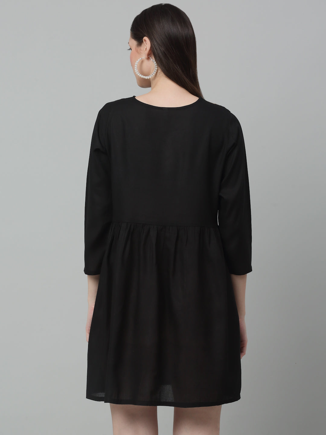 Jainish Women's WoEmbroidered A-line Dress - Black | Grocsy