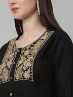 Jainish Women's WoEmbroidered A-line Dress - Black | Grocsy