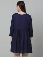 Jainish Women's WoEmbroidered A-line Dress - Navy Blue | Grocsy