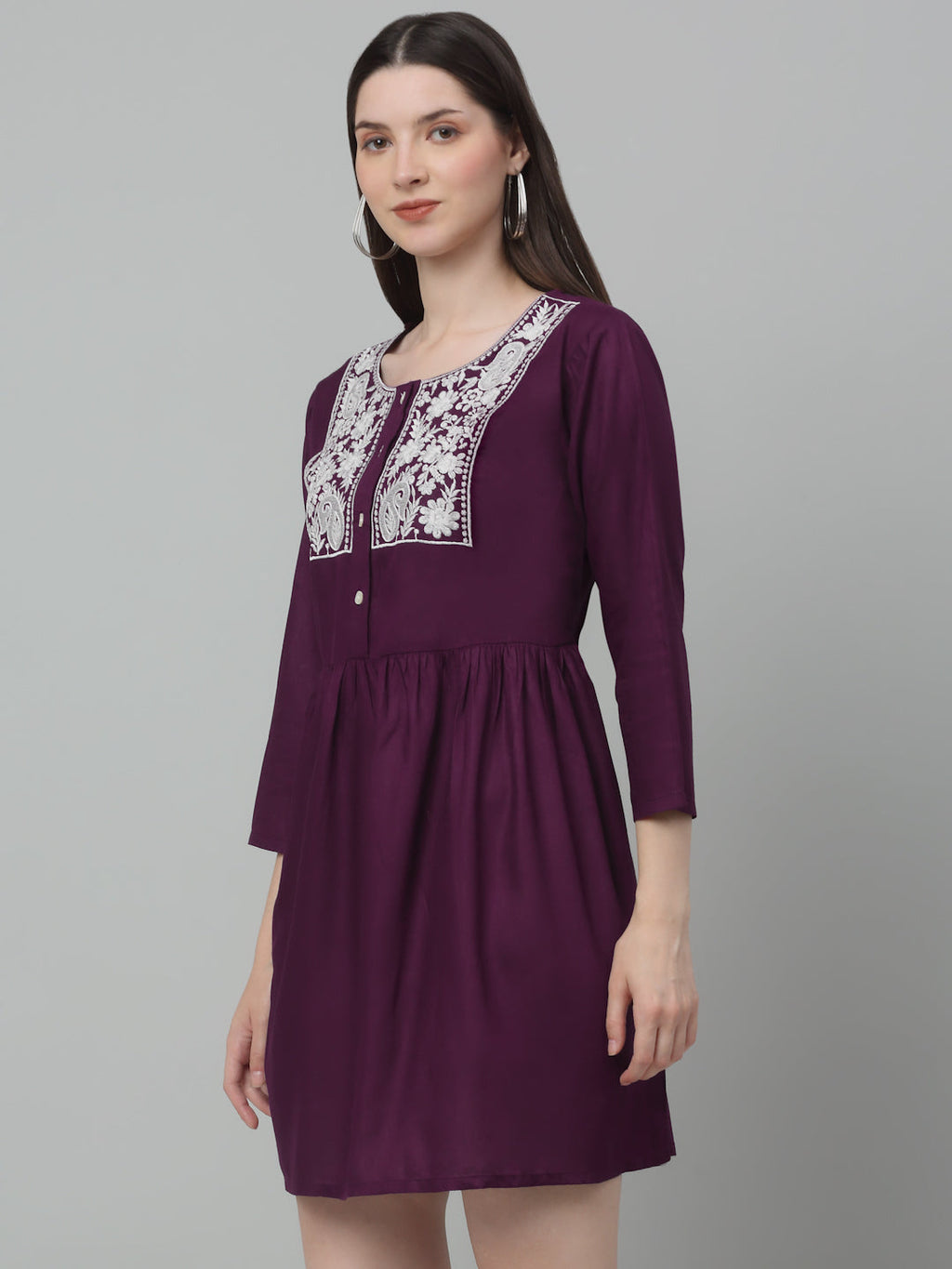 Jainish Women's WoEmbroidered A-line Dress - Purple | Grocsy