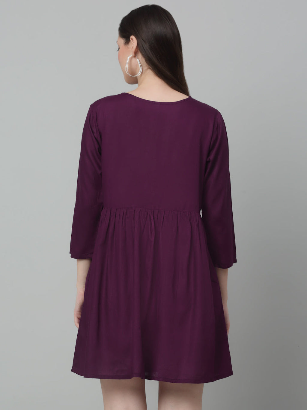 Jainish Women's WoEmbroidered A-line Dress - Purple | Grocsy