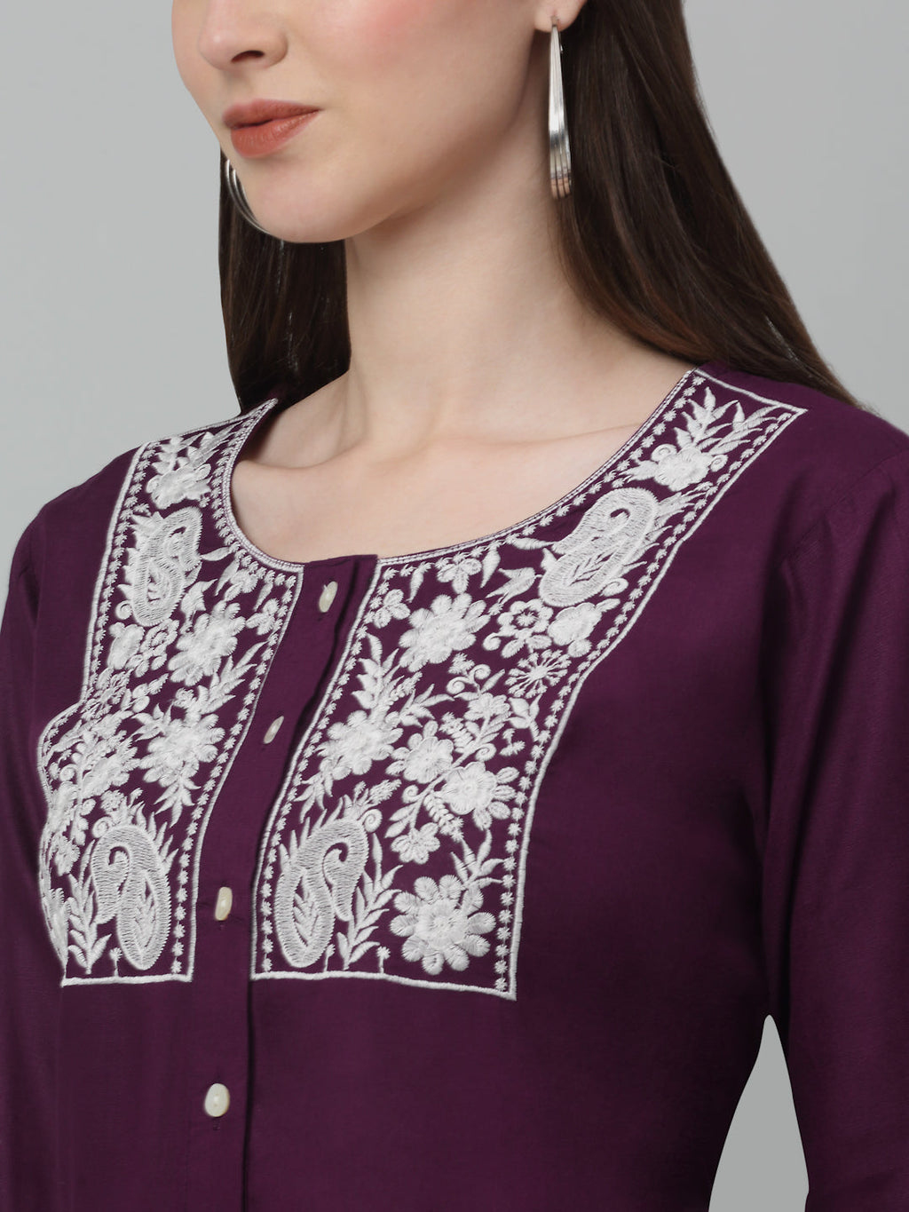 Jainish Women's WoEmbroidered A-line Dress - Purple | Grocsy