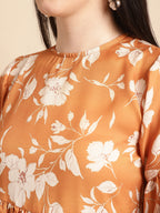 Jainish Women's Mustard Printed A-Line Dress | Grocsy