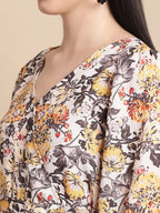 Jainish Women's WoOff-White Floral Printed A-line Dress With Belt | Grocsy