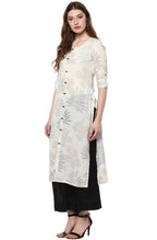 Janasya Off White Cotton Foil Print Straight kurta | Grocsy