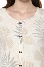 Janasya Off White Cotton Foil Print Straight kurta | Grocsy