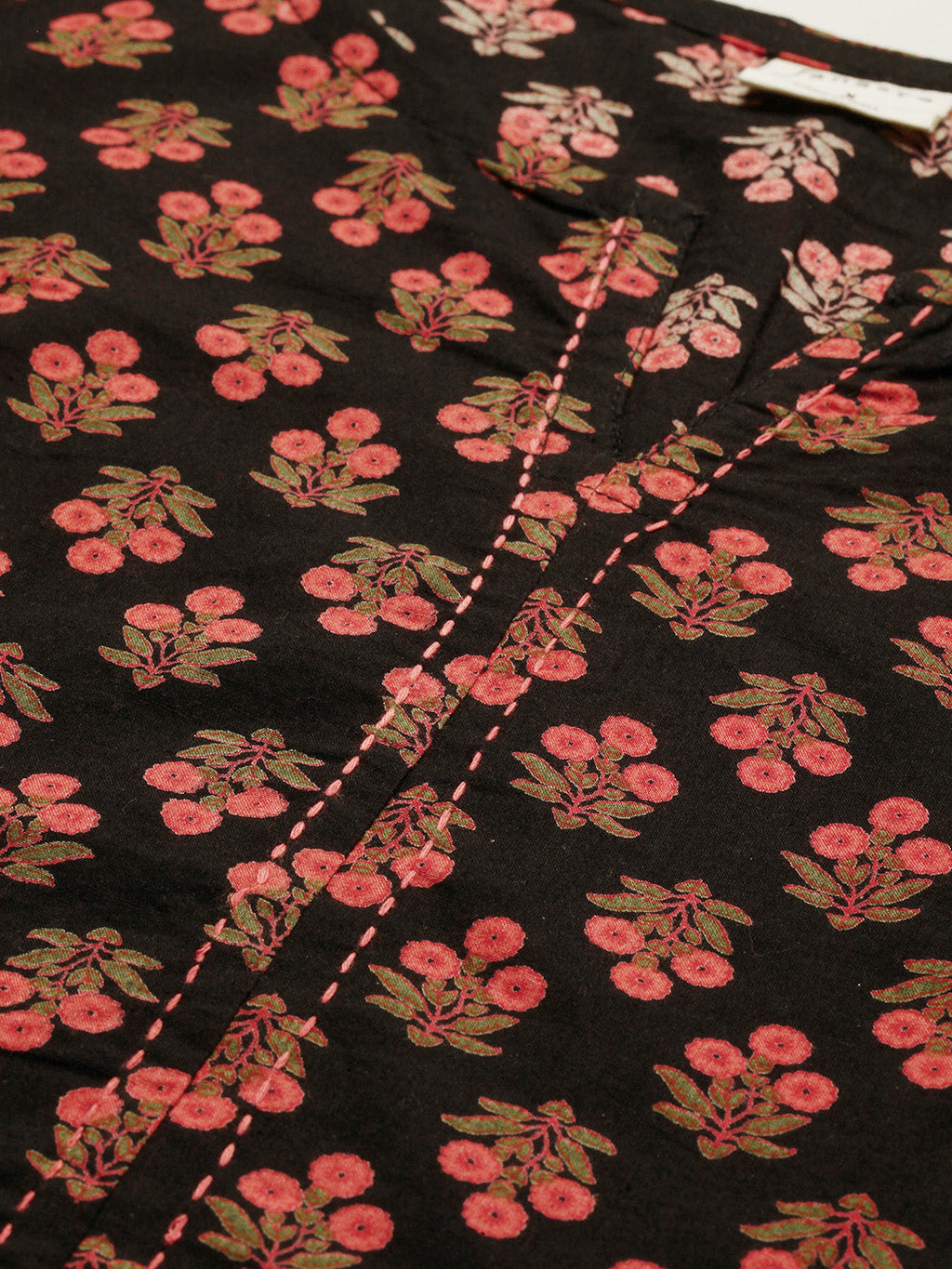 Janasya Women's Black Cotton Floral Print Regular Top | Grocsy