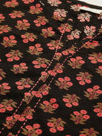 Janasya Women's Black Cotton Floral Print Regular Top | Grocsy