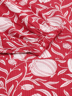 Janasya Women's Red Cotton Floral Printed A-line Western Dress | Grocsy