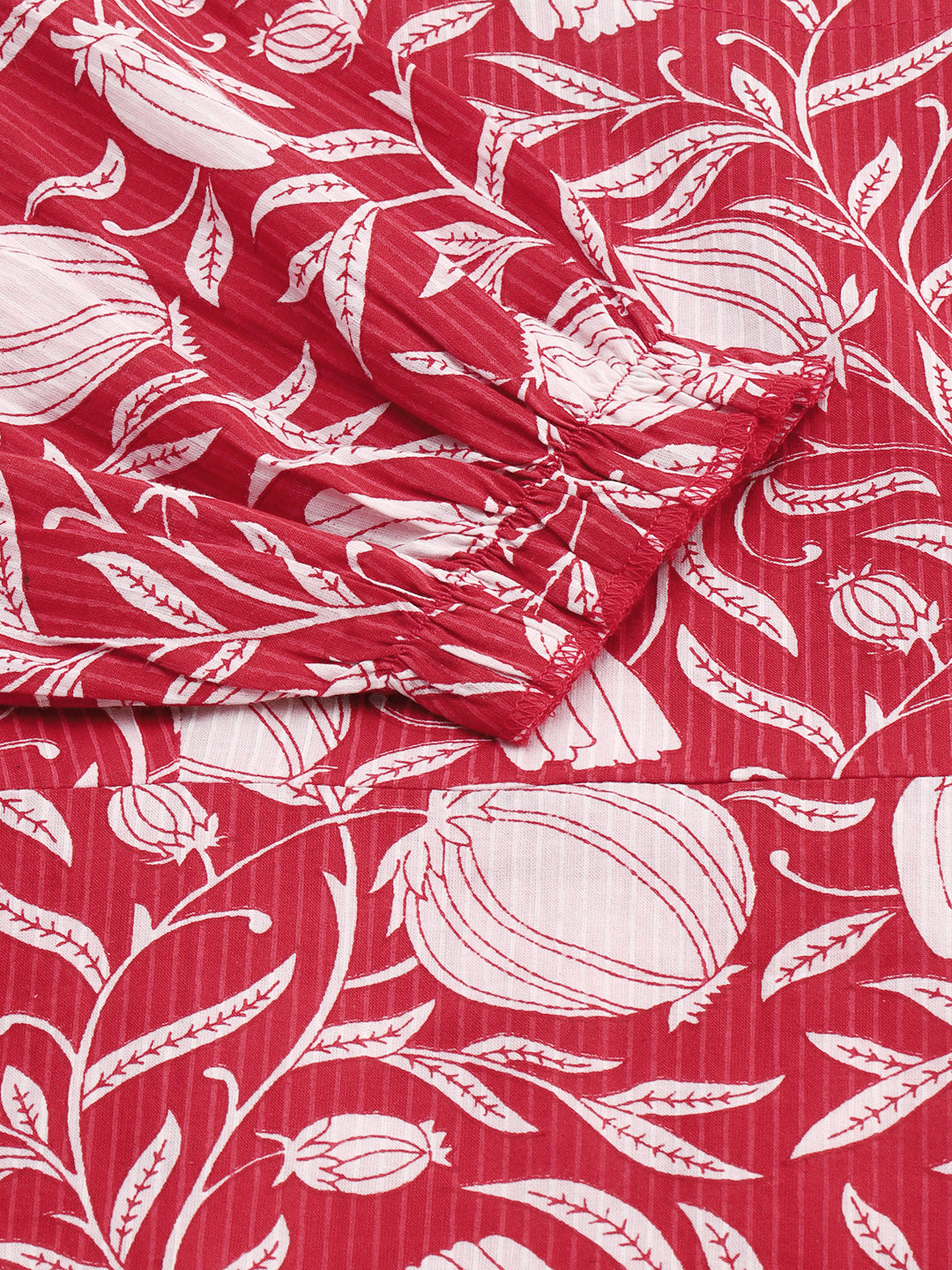 Janasya Women's Red Cotton Floral Printed A-line Western Dress | Grocsy