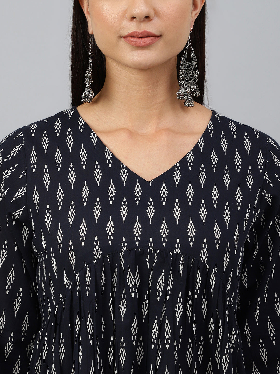 Janasya Women's Black Cotton Printed A-line Western Dress | Grocsy