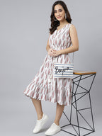 Janasya Women's White Cotton Ethnic Motifs Flared Western Dress | Grocsy