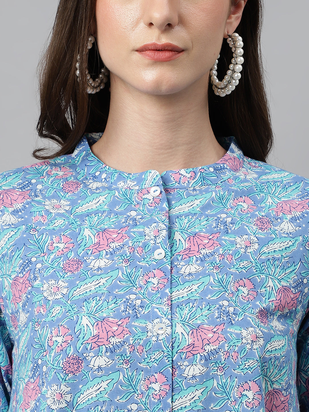 Janasya Women's Multicolor Cotton Botanical Print Casual A-Line Tunic | Grocsy