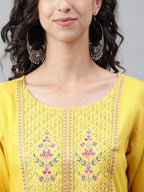 Janasya Women's Mustard Poly Rayon Solid Casual Straight Kurta | Grocsy