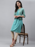 Janasya Women's Green Crepe Foil Printed Festive Jacket Style Kurta | Grocsy